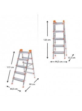 Σκάλα Double Step Perilla μεταλλική 5+5 σκαλοπάτια 117εκ.