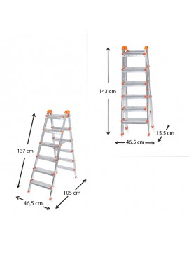 Σκάλα Double Step Perilla μεταλλική 6+6 σκαλοπάτια 137εκ.