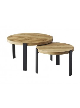 ŁAWA POLO DĄB ARTISAN/CZARNY FI 80 FI 60 (ZESTAW) DIOMMI-80-3896