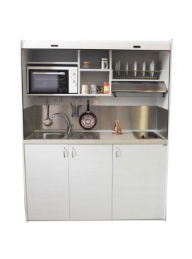 Πολυκουζινάκι 160cm χρώμα λευκό για ενοικιαζόμενα δωμάτια, γραφεία & φοιτητικά studio mini kitchen SILVER | ΚΣ160-ΛΕΥΚΟ