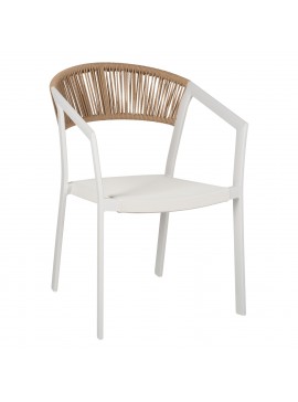 ΠΟΛΥΘΡΟΝΑ ΑΛΟΥΜΙΝΙΟΥ MIRI HM5891.02 ΛΕΥΚΟΣ ΣΚΕΛΕΤΟΣ&TEXTLINE-ΜΠΕΖ RATTAN 56x60x81,5Υ εκ.