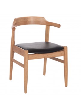 ΠΟΛΥΘΡΟΝΑ CERSEI HM9946.01 RUBBERWOOD ΣΕ LIGHT OAK & PU ΣΕ ΜΑΥΡΟ 57x53x72Υεκ