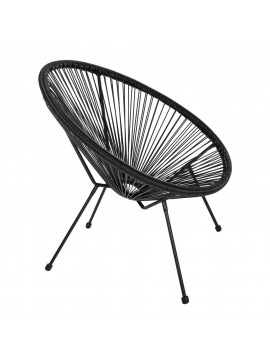 ΠΟΛΥΘΡΟΝΑ ΤΥΠΟΥ ΦΩΛΙΑ ΜΕΤΑΛΛΙΚΗ ACAPULCO ΜΑΥΡΗ ΜΕ ΜΑΥΡΟ P.E.RATTAN HM5872.01 70x73x79 εκ.