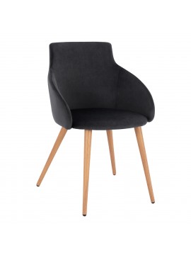 ΠΟΛΥΘΡΟΝΑΚΙ IVY ΒΕΛΟΥΔΟ ΜΑΥΡΟ ΚΑΙ ΜΕΤΑΛΛΙΚΑ ΠΟΔΙΑ HM8546.04 53x55x79 εκ.