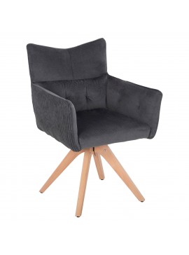 Intrahome ΠΟΛΥΘΡΟΝΑ ΤΡΑΠΕΖΑΡΙΑΣ QUILL .03 ΓΚΡΙ ΥΦΑΣΜΑ-ΞΥΛΟ ΟΞΙΑΣ ΠΟΔΙΑ 61x57,5x91Υεκ. intraho-1636864