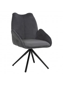 Intrahome ΠΟΛΥΘΡΟΝΑΚΙ SHCASABLANCAI .03 ΓΚΡΙ ΥΦΑΣΜΑ-ΜΑΥΡΗ ΜΕΤΑΛΛΙΚΗ ΒΑΣΗ 61x63x93Υεκ. intraho-1636865