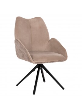 Intrahome ΠΟΛΥΘΡΟΝΑΚΙ SHCASABLANCAI .04 ΜΠΕΖ ΥΦΑΣΜΑ-ΜΑΥΡΗ ΜΕΤΑΛΛΙΚΗ ΒΑΣΗ 61x63x93Υεκ. intraho-1636866