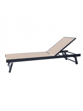 WOODWELL Ε6796,2POOL Ξαπλώστρα, Αλουμίνιο Βαφή Ανθρακί, Textilene Μπεζ 64x187x30cm Ε6796,2