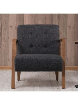 Πολυθρόνα Kemer Megapap υφασμάτινη χρώμα ανθρακί 67x76x78εκ.