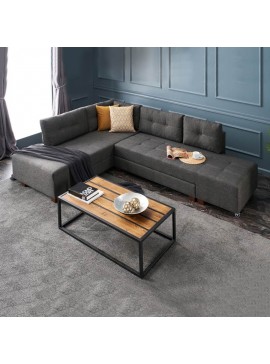 Γωνιακός καναπές - κρεβάτι Manama Megapap αριστερή γωνία υφασμάτινος χρώμα ανθρακί 280x206x85εκ. 0213589