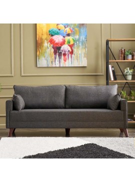 Καναπές Bella Megapap τριθέσιος υφασμάτινος χρώμα ανθρακί 208x81x85εκ.