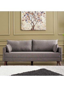 Καναπές Bella Megapap τριθέσιος υφασμάτινος χρώμα καφέ 208x81x85εκ.