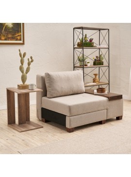 Πολυθρόνα - κρεβάτι Perenna Megapap υφασμάτινη χρώμα κρεμ 116x93x83εκ.