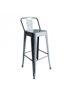 WOODWELL RELIX Σκαμπό Bar με Πλάτη, Μέταλλο Βαφή Γκρι 44x44x76/97cm Ε5199,4W