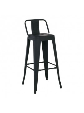 WOODWELL RELIX Σκαμπό Bar με Πλάτη, Μέταλλο Βαφή Μαύρο Εxtra Matte Ύψος καθίσματος 66cm  44x44x66/87cm Ε5199,1ΜW1