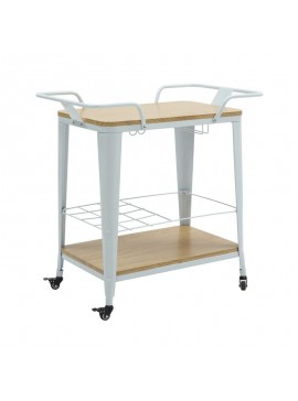 WOODWELL RELIX Trolley Bar-Pro Μέταλλο Βαφή Άσπρο, MDF Απόχρωση Φυσικό  86x51x86cm Ε5211,2