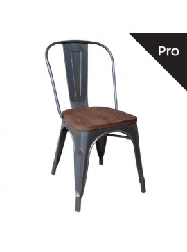 WOODWELL RELIX Wood Καρέκλα-Pro, Μέταλλο Βαφή Antique Black, Απόχρωση Ξύλου Dark Oak 45x51x85cm Ε5191W,10