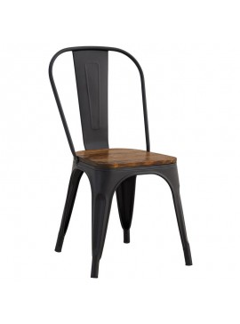 WOODWELL RELIX Wood Καρέκλα, Μέταλλο Βαφή Μαύρο Extra Matte, Απόχρωση Ξύλου Dark Oak 45x53x85cm Ε5191W,1W
