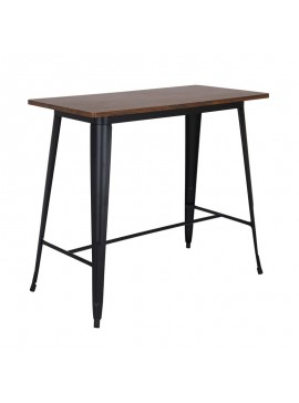 WOODWELL RELIX Wood Dark Oak Τραπέζι Bar-Pro, Μέταλλο Βαφή Μαύρο  120x60x102cm Ε5212,1W