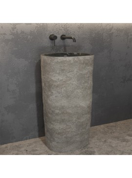 KARAG  RIVER STONE Νιπτήρας επιδαπέδιος πέτρινος RIVER Grey KARAG Ø40x90cm KARAG-5206836654454
