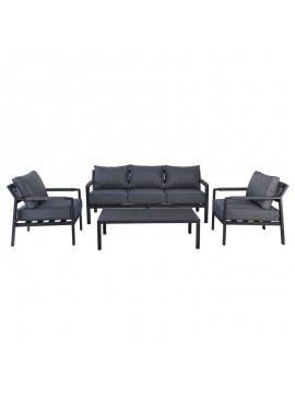 WOODWELL Ε6843RIVIERA Set Σαλόνι Κήπου ALU: 3Θέσιος+2 Πολυθρόνες+Τραπέζι, Σκελετός & Μαξιλάρια Ανθρακί 120x62x36/184x80x82/68x80x82cm Ε6843