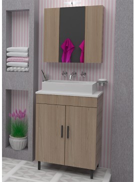 DROP Σετ επιδαπέδιου επίπλου μπάνιου με Καθρέφτη και Νιπτήρα, Roma 60 Top, Beige, Drop DROP986629