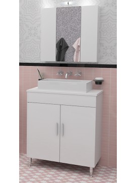 DROP Σετ επιδαπέδιου επίπλου μπάνιου, Roma 70 Top, Λευκό, Drop DROP986565