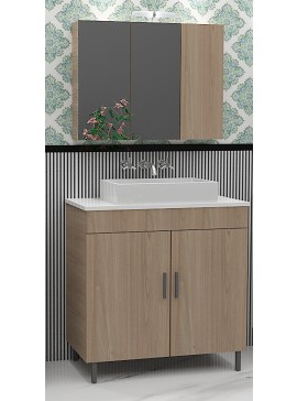 DROP Σετ επιδαπέδιου επίπλου μπάνιου με Καθρέφτη και Νιπτήρα, Roma 80 Top, Beige, Drop DROP986567