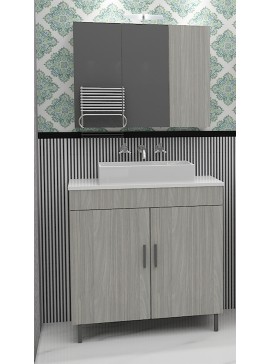 DROP Σετ επιδαπέδιου επίπλου μπάνιου με Καθρέφτη και Νιπτήρα, Roma 80 Top, Gray, Drop DROP986566