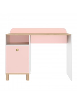 Insi Romy γραφείο 110x52/50x86/76εκ. Λευκό / Ροζ / Blond Oak  0111.GM82 
