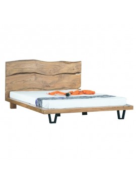WOODWELL ΕΑ7014,1ROYAL Κρεβάτι Διπλό, για Στρώμα 150x200cm, Μέταλλο Βαφή Μαύρο, Ξύλο Ακακία Φυσικό 174x216x106cm ΕΑ7014,1