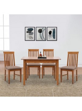 Σετ τραπεζαρίας Bergen-Francis Megapap 5 τμχ μασίφ ξύλο-MDF με επεκτεινόμενο τραπέζι 120/150x68x77εκ.