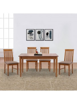 Σετ τραπεζαρίας Adare-Francis Megapap 5 τμχ μασίφ ξύλο-MDF με επεκτεινόμενο τραπέζι 140/180x78x77εκ.