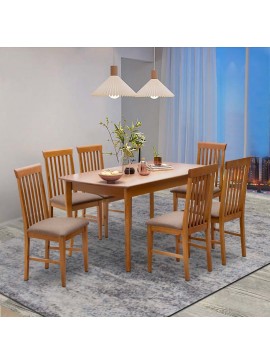 Σετ τραπεζαρίας Belfast Megapap 7 τμχ μασίφ ξύλο - MDF με επεκτεινόμενο τραπέζι 150/200x89x78εκ.