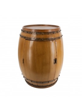 Artekko Barrel Τραπέζι Βοηθητικό Κάβα Βαρέλι Ξύλο Μέταλλο Καφέ (52x52x61)cm Artekko SA80146-DS