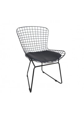 WOODWELL Ε5142SAXON Καρέκλα Μέταλλο Βαφή Μαύρο, Μαξιλάρι Μαύρο 54x62x78cm Ε5142