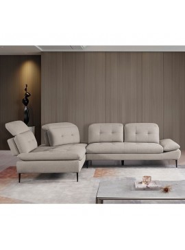 WOODWELL Ε945,11SELBY Καναπές Σαλονιού Δεξιά Γωνία, Ανακλινόμενα Κεφαλάρια, Ύφασμα Μπεζ 303x224x108cm H.88/106cm Ε945,11