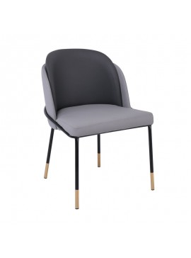 WOODWELL ΕΜ177,2SELECT Καρέκλα Τραπεζαρίας- Κουζίνας, Μέταλλο Βαφή Μαύρο, Pu Ανοιχτό-Σκούρο Γκρι 56x54x78cm ΕΜ177,2