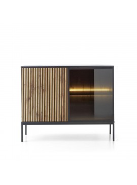 Lh-homefurniture Μπουφές με βιτρίνα Sento Ανθρακί 104x83x39 cm P_sento_21s