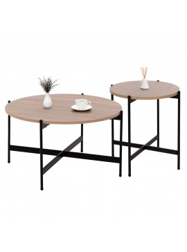 ΣΕΤ 2ΤΜΧ ΤΡΑΠΕΖΙΑ ΣΑΛΟΝΙΟΥ RONDA HM21089.02 MDF ΣΟΝΑΜΑ Φ80εκ & Φ50εκ