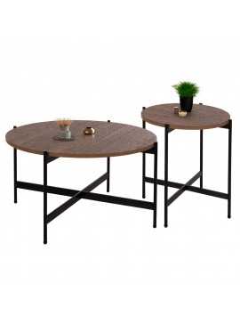 ΣΕΤ 2ΤΜΧ ΤΡΑΠΕΖΙΑ ΣΑΛΟΝΙΟΥ RONDA HM21089.03 MDF ΣΕ ΚΑΡΥΔΙ ΧΡΩΜΑ Φ80εκ & Φ50εκ