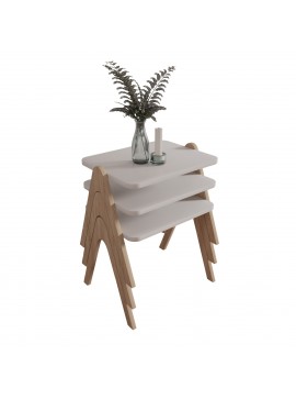 ΣΕΤ 3ΤΜΧ ΒΟΗΘΗΤΙΚΑ ΤΡΑΠΕΖΑΚΙΑ REACHER HM18176.02 ΜΕΛΑΜΙΝΗ ΣΕ ΚΑΡΥΔΙ-ΜΑΥΡΟ ΜΑΡΜΑΡΟ 40x30x40Υεκ.