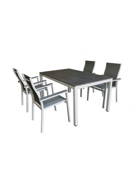 Bluimis ΣΕΤ ΤΡΑΠΕΖΑΡΙΑ ΚΗΠΟΥ ΑΛΟΥΜΙΝΙΟΥ-POLYWOOD BIANCA 5372 G + MADISON 5376 G BL-200-60-017