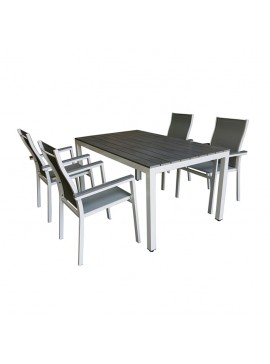 Bluimis ΣΕΤ ΤΡΑΠΕΖΑΡΙΑ ΚΗΠΟΥ ΑΛΟΥΜΙΝΙΟΥ-POLYWOOD BIANCA 5372 G + MADISON 5378 G BL-200-60-013