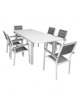 Bluimis ΣΕΤ ΤΡΑΠΕΖΑΡΙΑ ΚΗΠΟΥ ΑΛΟΥΜΙΝΙΟΥ-POLYWOOD RENATA 5370 G + MADISON 5422 G ΛΕΥΚΟ BL-200-60-005