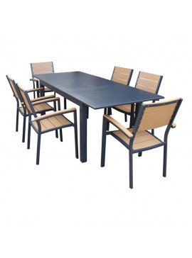 Bluimis ΣΕΤ ΤΡΑΠΕΖΑΡΙΑ ΚΗΠΟΥ ΑΛΟΥΜΙΝΙΟΥ-POLYWOOD RENATA 5371 G + MADISON 5422 G ΑΝΘΡΑΚΙ BL-200-60-006