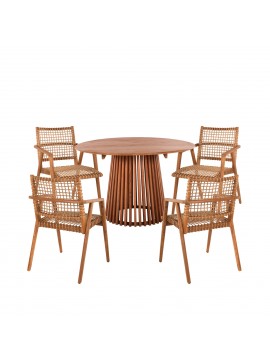 Intrahome ΣΕΤ ΤΡΑΠΕΖΑΡΙΑΣ 5ΤΜΧ SCASABLANCAINCASABLANCALTCASABLANCAIE-REINE .01 ΣΤΡΟΓΓΥΛΟ ΤΡΑΠΕΖΙ Φ120εκ. & 4 ΚΑΡΕΚΛΕΣ intraho-0007940