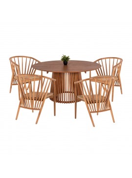 Intrahome ΣΕΤ ΤΡΑΠΕΖΑΡΙΑΣ 5ΤΜΧ POLOKWCASABLANCANERMCASABLANCAINE .01 ΣΤΡΟΓΓΥΛΟ ΤΡΑΠΕΖΙ Φ150εκ. & 4 ΚΑΡΕΚΛΕΣ intraho-0007955