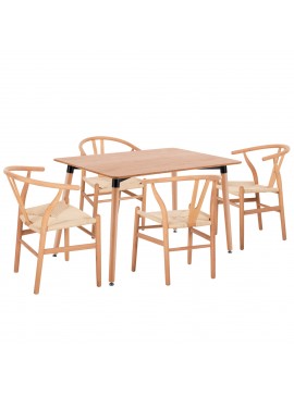 ΣΕΤ ΤΡΑΠΕΖΑΡΙΑΣ 5ΤΜΧ BRAVE HM21182 MDF TOP-ΞΥΛΟ ΟΞΙΑΣ & PAPER ROPE ΣΕ ΦΥΣΙΚΟ