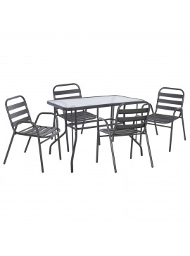 ΣΕΤ ΤΡΑΠΕΖΑΡΙΑΣ 5ΤΜΧ ADAM HM21219 ΚΑΡΕΚΛΕΣ ΜΕΤΑΛΛΙΚΕΣ & ΤΡΑΠΕΖΙ 110x60 ΓΚΡΙ
